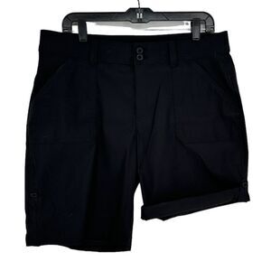 Eddie Bauer Women's Rolled Hem Bermuda Shorts Stretch‎ UPF 50 Black Size 12